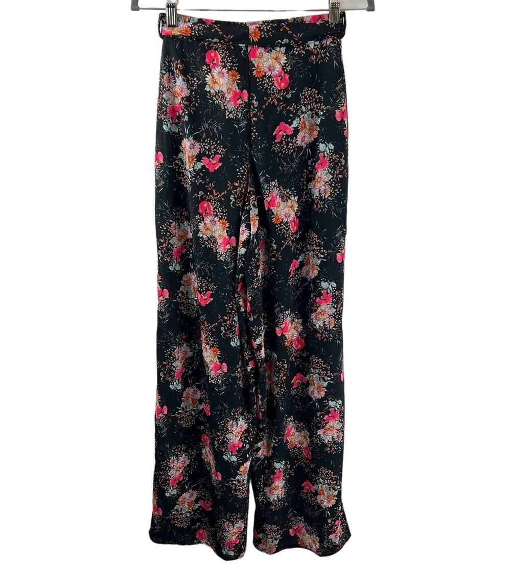 NASTY GAL Black Pink 6 Palazzo Pants Floral Tie Waist High Rise Wide Leg NEW